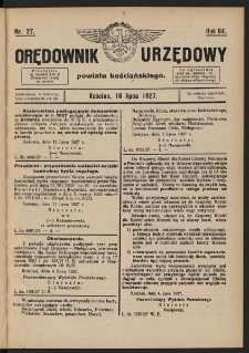 Orędownik Urzędowy Powiatu Kościańskiego 1927.07.16 R.64 Nr 27