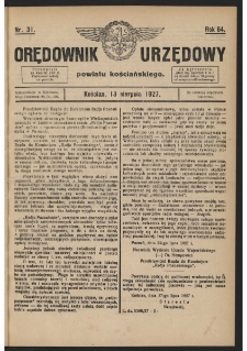 Orędownik Urzędowy Powiatu Kościańskiego 1927.08.13 R.64 Nr 31
