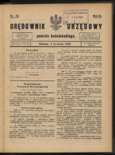 Orędownik Urzędowy Powiatu Kościańskiego 1928.04.04 R.65 Nr 16