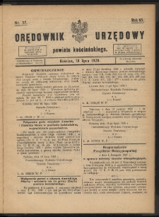 Orędownik Urzędowy Powiatu Kościańskiego 1928.07.18 R.65 Nr 37