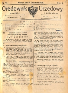 Orędownik Urzędowy Powiatu Rawickiego 1926.11.06 R.2 Nr 43