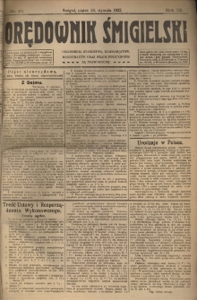 Orędownik Śmigielski 1922.01.20 R.32 Nr 16