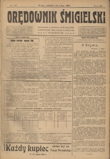 Orędownik Śmigielski 1922.02.19 R.32 Nr 41