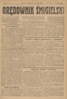 Orędownik Śmigielski 1922.04.02 R.32 Nr 77