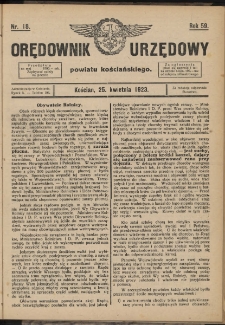 Orędownik Urzędowy Powiatu Kościańskiego 1923.04.25 R.58 Nr 18