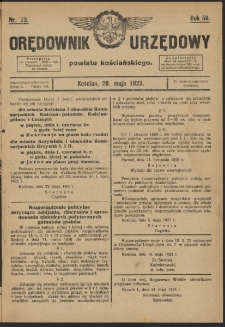Orędownik Urzędowy Powiatu Kościańskiego 1923.05.28 R.58 Nr 23