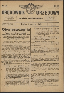 Orędownik Urzędowy Powiatu Kościańskiego 1923.06.08 R.58 Nr 24