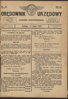 Orędownik Urzędowy Powiatu Kościańskiego 1923.07.11 R.58 Nr 28