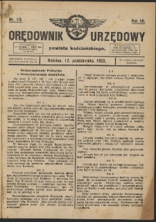 Orędownik Urzędowy Powiatu Kościańskiego 1923.10.12 R.58 Nr 40