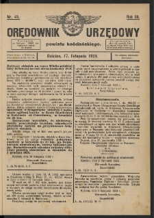 Orędownik Urzędowy Powiatu Kościańskiego 1923.11.17 R.58 Nr 45