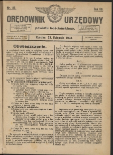 Orędownik Urzędowy Powiatu Kościańskiego 1923.11.23 R.58 Nr 46