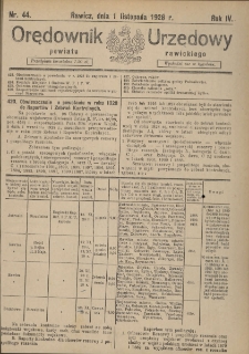 Orędownik Urzędowy Powiatu Rawickiego 1928.11.01 R.4 Nr 44