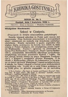 Kronika Gostyńska : jednodni&oacute;wka regionalna. 1932.04.01 T.4 z.1