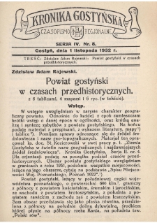 Kronika Gostyńska : jednodni&oacute;wka regionalna. 1932.11.01 T.4 z.8