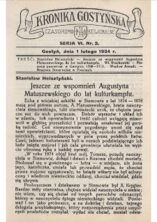 Kronika Gostyńska : jednodni&oacute;wka regionalna. 1934.02.01 T.6 z.2