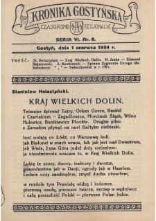 Kronika Gostyńska : jednodni&oacute;wka regionalna. 1934.06.01 T.6 z.6