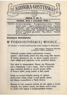 Kronika Gostyńska : jednodni&oacute;wka regionalna. 1933.09.01 T.5 z.7