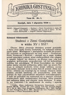 Kronika Gostyńska : jednodni&oacute;wka regionalna. 1938.01.01 T.9 z.1