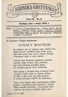 Kronika Gostyńska : jednodni&oacute;wka regionalna. 1938.05.01 T.9 z.5