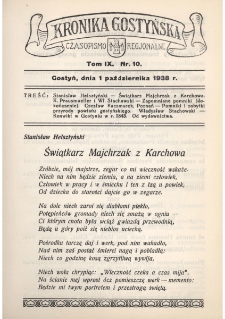 Kronika Gostyńska : jednodni&oacute;wka regionalna. 1938.10.01 T.9 z.10