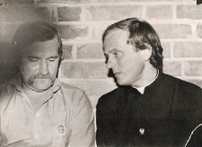 Ksiądz Jerzy Popiełuszko i Lech Wałęsa