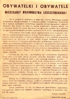 Odezwa do mieszkańc&oacute;w Leszna wydana 16.12.1981 r. przez Wojewodę Leszczyńskiego