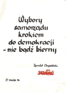 Plakat wyborczy - Wybory do samorządu krokiem do demokracji