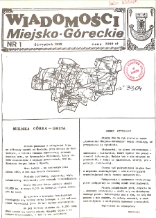 Wiadomości Miejsko-G&oacute;reckie 1992 nr 1