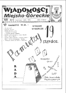 Wiadomości Miejsko-G&oacute;reckie 1994 nr 3 (12)