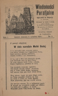 Wiadomości Parafjalne 1929.09.08.R.1 Nr2