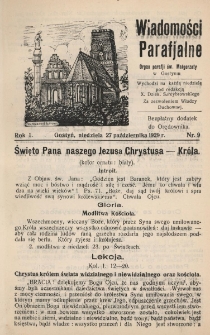 Wiadomości Parafjalne 1929.10.27.R.1 Nr9