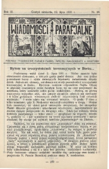 Wiadomości Parafjalne 1931.07.12.R.3 Nr28