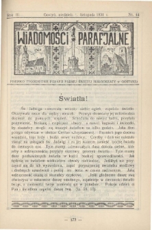 Wiadomości Parafjalne 1931.11.01.R.3 Nr44