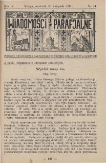 Wiadomości Parafjalne 1932.11.13.R.4 Nr44