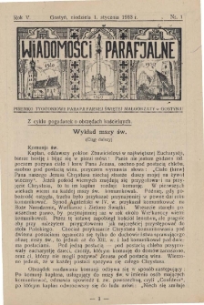 Wiadomości Parafjalne 1933.01.01.R.5 Nr1