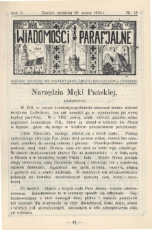 Wiadomości Parafjalne 1933.03.26.R.5 Nr13