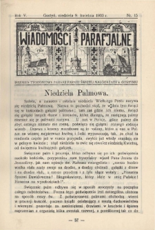 Wiadomości Parafjalne 1933.04.09.R.5 Nr15