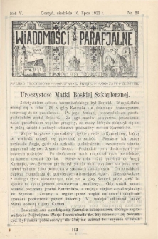 Wiadomości Parafjalne 1933.07.16.R.5 Nr29