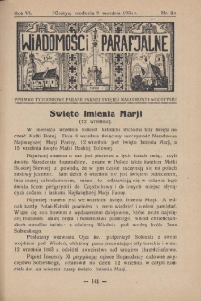 Wiadomości Parafjalne 1934.09.09 R.6 Nr36