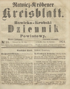 Rawicko-Krobski Dziennik Powiatowy. 1854.06.14 R.4 Nr 24