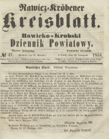 Rawicko-Krobski Dziennik Powiatowy. 1854.11.22 R.4 Nr 47