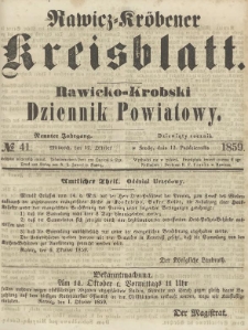 Rawicko-Krobski Dziennik Powiatowy. 1859.10.12 R. 9 Nr 41