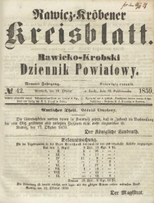 Rawicko-Krobski Dziennik Powiatowy. 1859.10.19 R. 9 Nr 42