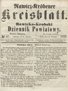 Rawicko-Krobski Dziennik Powiatowy. 1859.11.23 R. 9 Nr 47