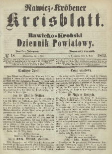 Rawicko-Krobski Dziennik Powiatowy. 1862.05.01 R.12 Nr 18