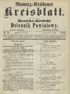 Rawicko-Krobski Dziennik Powiatowy. 1862.05.21 R.12 Nr 21