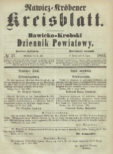 Rawicko-Krobski Dziennik Powiatowy. 1862.07.02 R.12 Nr 27