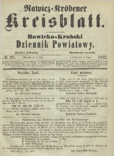 Rawicko-Krobski Dziennik Powiatowy. 1862.07.09 R.12 Nr 28