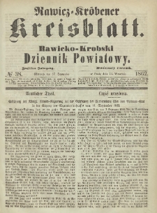 Rawicko-Krobski Dziennik Powiatowy. 1862.09.17 R.12 Nr 38