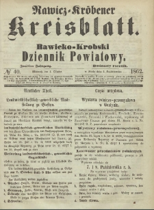 Rawicko-Krobski Dziennik Powiatowy. 1862.10.01 R.12 Nr 40